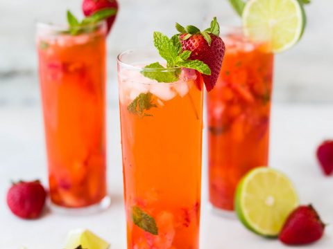 refreshing drinks in a glass